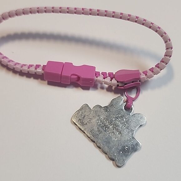 Best Friends Zipper Friendship Bracelet Pink Silver Charm - Picture 3 of 4
